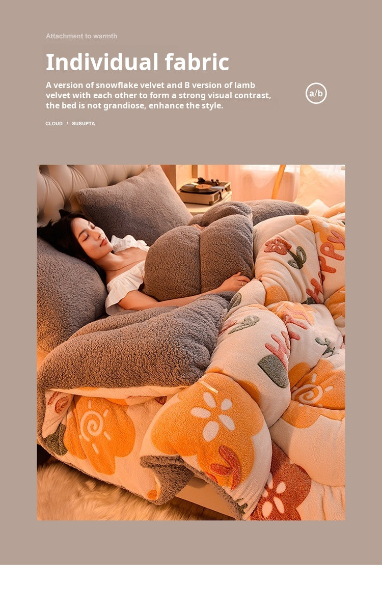 Household Thickened Warm Quilt Core Double-sided Velvet Lamb Wool Autumn Winter Blanket dormitory Warm Double-sided Velvet Core