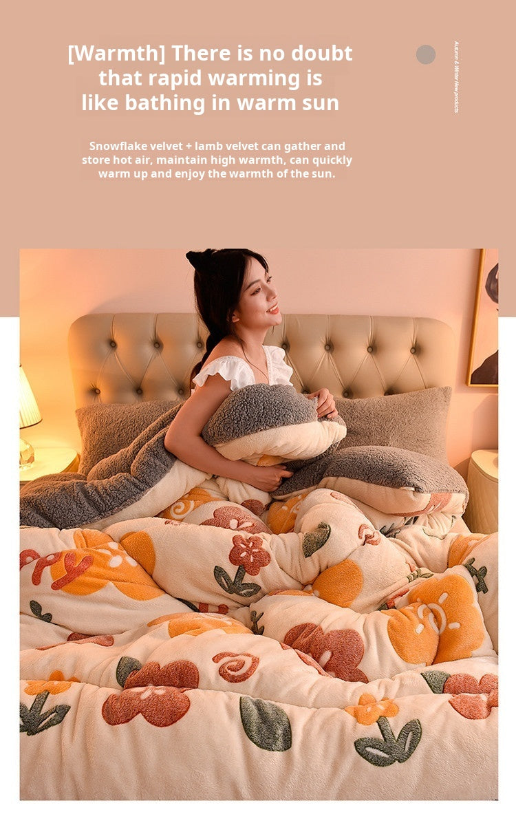 Household Thickened Warm Quilt Core Double-sided Velvet Lamb Wool Autumn Winter Blanket dormitory Warm Double-sided Velvet Core