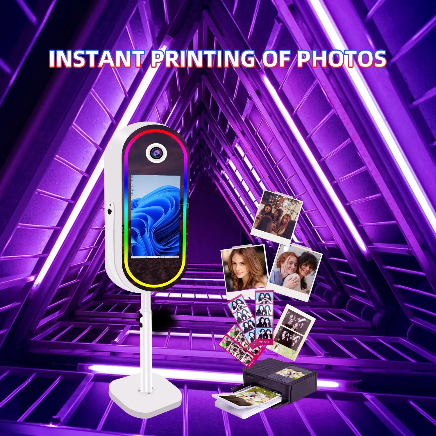 40inch Mirror Selfie Photobooth 21.5 Inch Touch Screen Magic Mirror Photo Booth DSLR Photo Booth with Flight Case for Partys