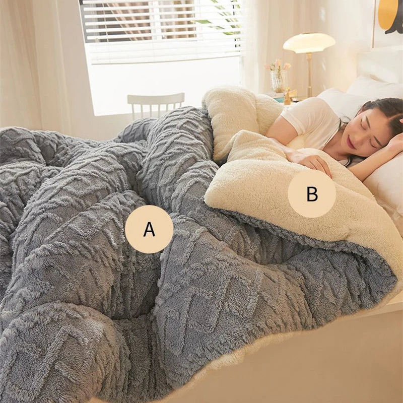 New Super Thick Winter Warm Blanket for Bed Artificial Lamb Cashmere Weighted Blankets Soft Comfortable Warmth Quilt Comforter
