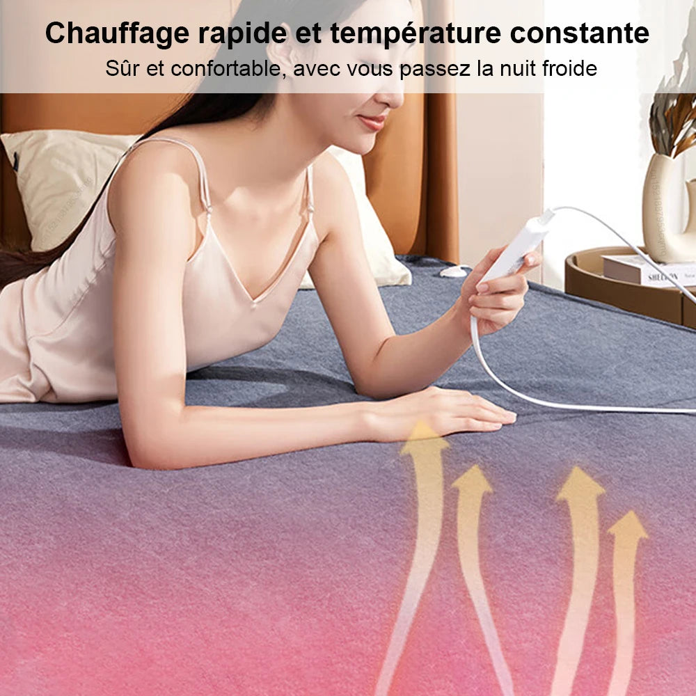 Couverture chauffante électrique avec thermostat automatique, matelas de lit, chauffe-corps double, tapis métropolitain, coussin en polymères, prise UE, 220V