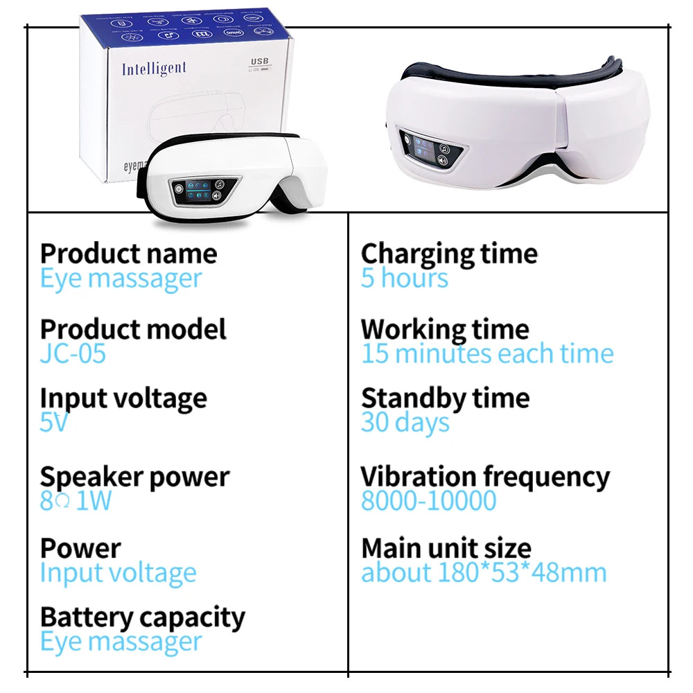 6D Smart Eye Massager Vibration Airbag Compress Eye Care Instrument Bluetooth Music Eye Massage Glasses Eye Relax Fatigue