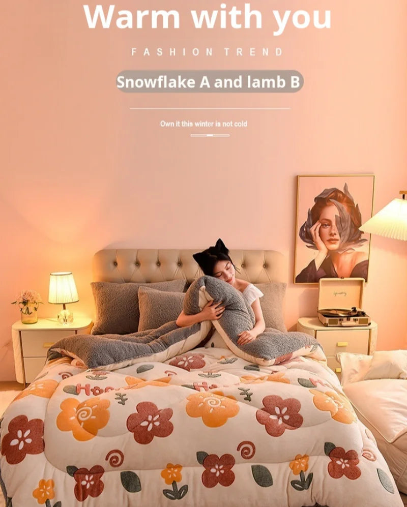 Household Thickened Warm Quilt Core Double-sided Velvet Lamb Wool Autumn Winter Blanket dormitory Warm Double-sided Velvet Core