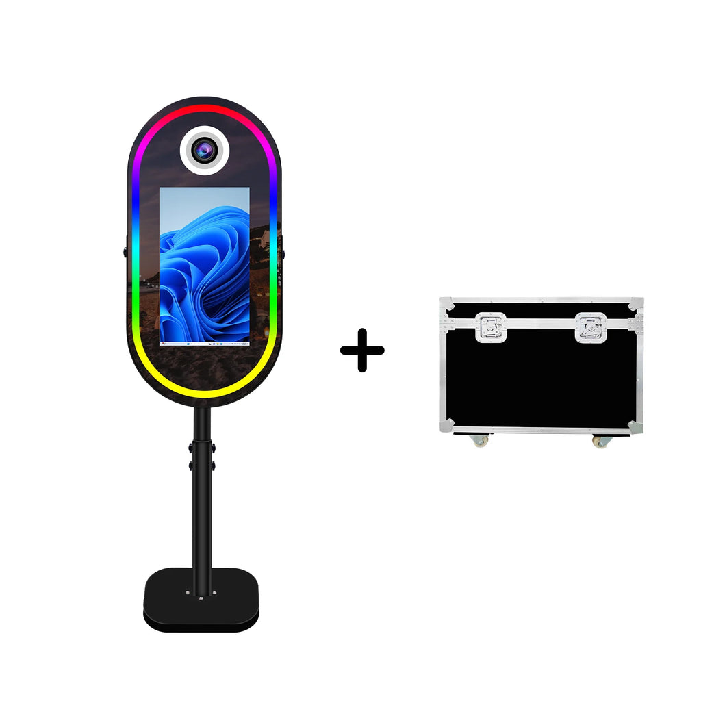 40inch Mirror Selfie Photobooth 21.5 Inch Touch Screen Magic Mirror Photo Booth DSLR Photo Booth with Flight Case for Partys