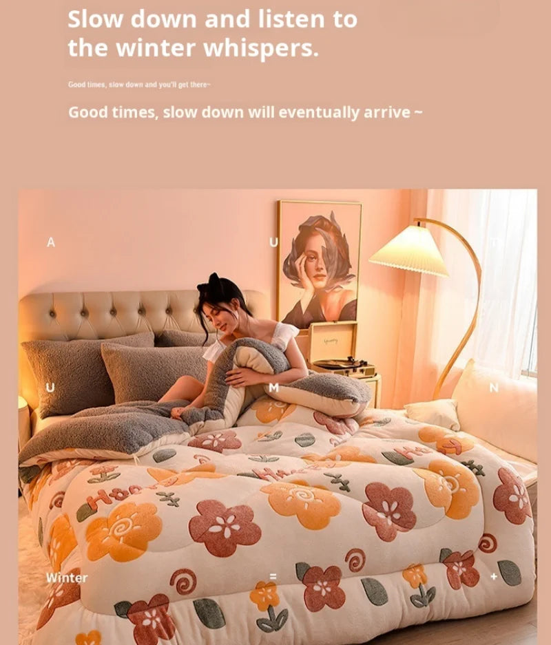 Household Thickened Warm Quilt Core Double-sided Velvet Lamb Wool Autumn Winter Blanket dormitory Warm Double-sided Velvet Core