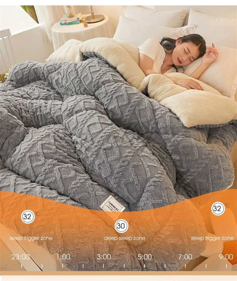New Super Thick Winter Warm Blanket for Bed Artificial Lamb Cashmere Weighted Blankets Soft Comfortable Warmth Quilt Comforter