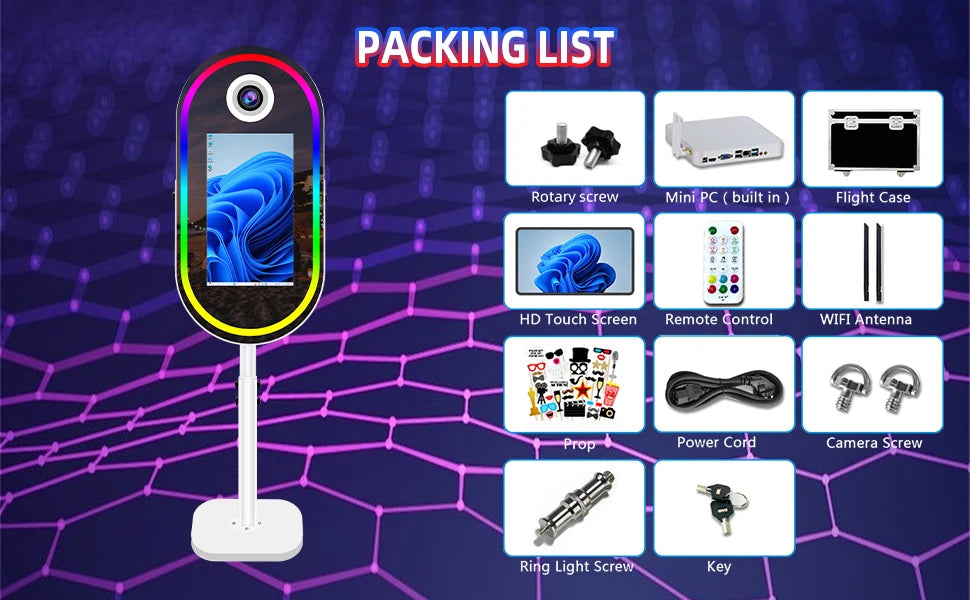 40inch Mirror Selfie Photobooth 21.5 Inch Touch Screen Magic Mirror Photo Booth DSLR Photo Booth with Flight Case for Partys