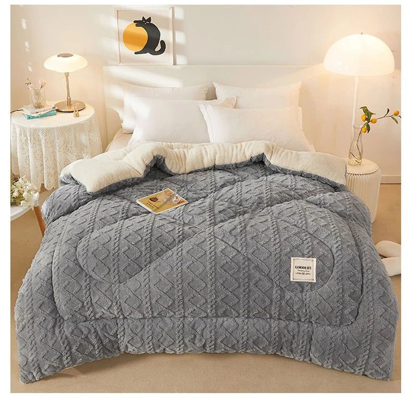 New Super Thick Winter Warm Blanket for Bed Artificial Lamb Cashmere Weighted Blankets Soft Comfortable Warmth Quilt Comforter
