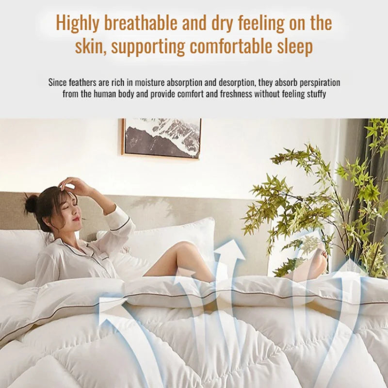 Couette épaisse en duvet d'oie blanche 95%, couette confortable et respirante, cadeau idéal pour les étudiants, noyau de couette épais en coton d'hiver