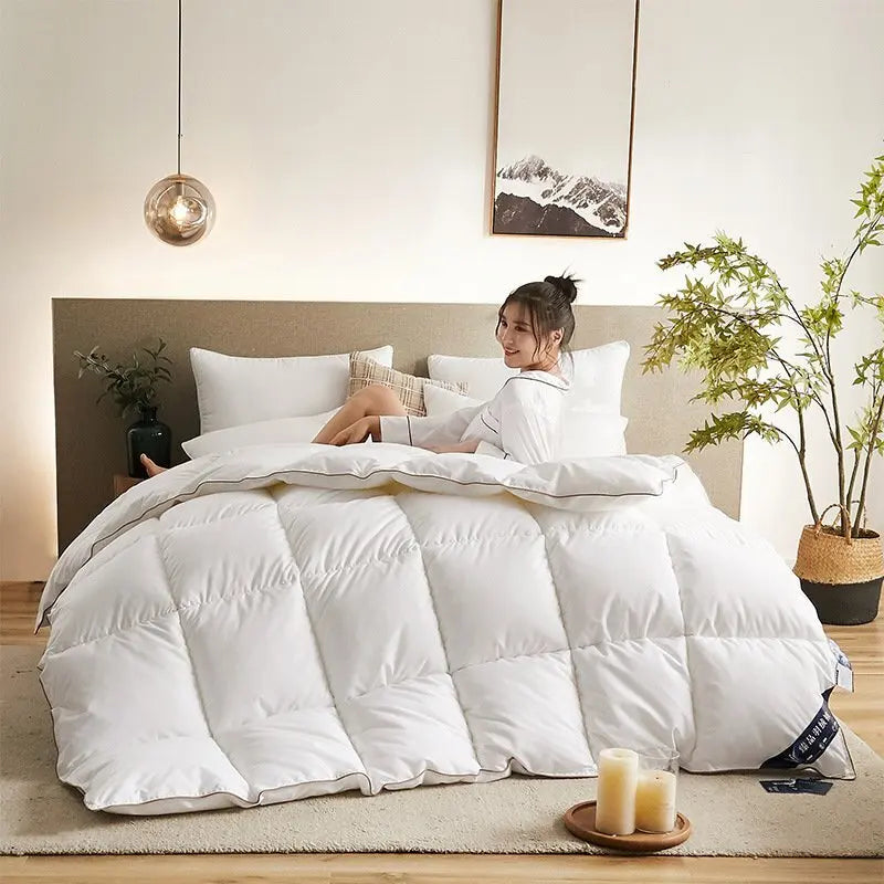 Couette épaisse en duvet d'oie blanche 95%, couette confortable et respirante, cadeau idéal pour les étudiants, noyau de couette épais en coton d'hiver