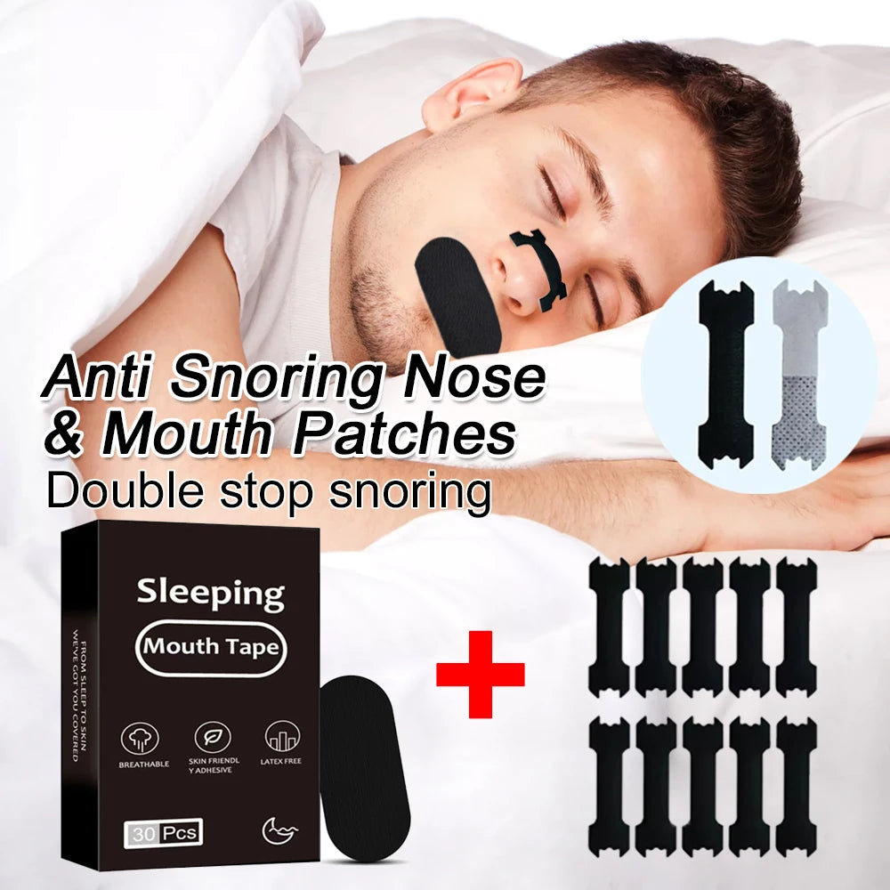 Anti Snoring Mouth Tape & Nose Breathing Sticker Night Sleeping Mouth Breath Improvement Patch Reduce Dry Mouth Promote