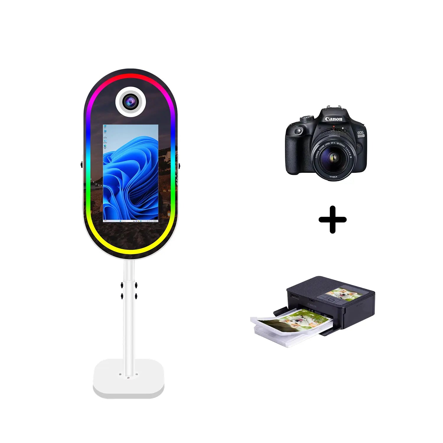 40inch Mirror Selfie Photobooth 21.5 Inch Touch Screen Magic Mirror Photo Booth DSLR Photo Booth with Flight Case for Partys