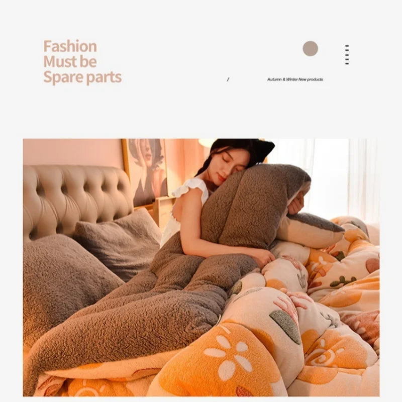 Household Thickened Warm Quilt Core Double-sided Velvet Lamb Wool Autumn Winter Blanket dormitory Warm Double-sided Velvet Core