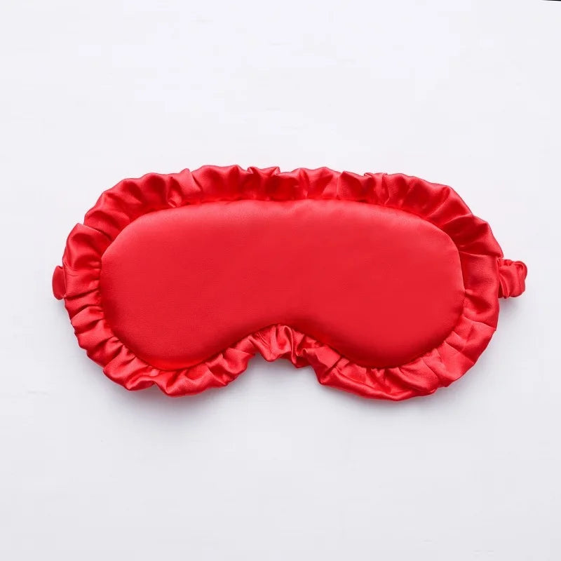 Silk Ruffle Sleep Eye Mask Soft Sleeping Eye Covers Multicolor Night Dream Blackout Eye Patches for Woman Man to Sleep Better