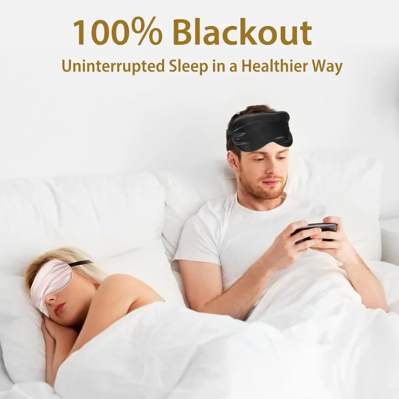 Soft Silk Sleep Mask Eye Masks for Sleep, 100% Blackout, Zero Eye Pressure, Blindfold with Adjustable Strap, Travel Eye Covers