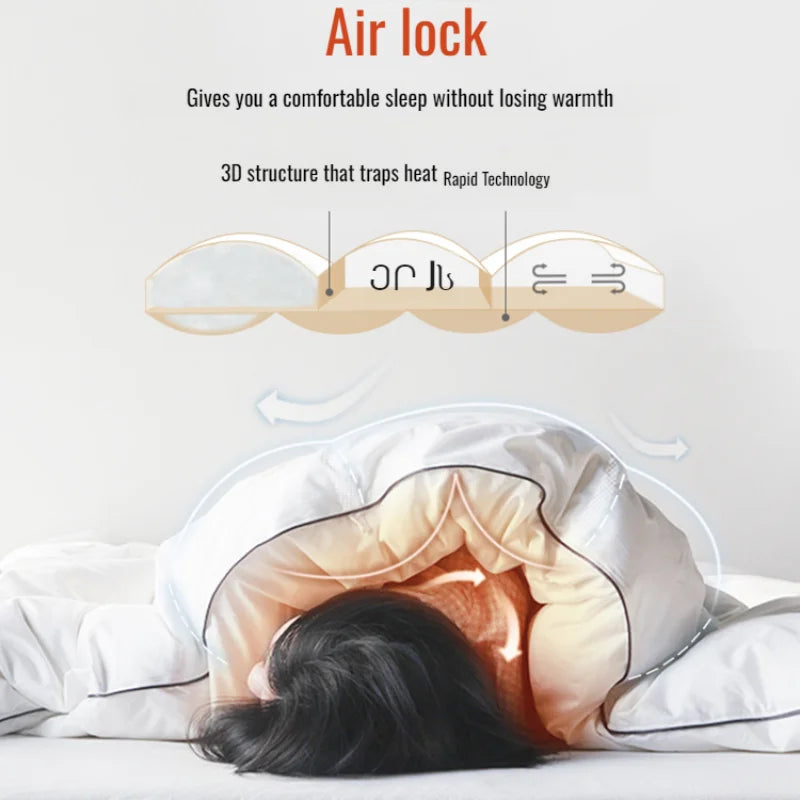 Couette épaisse en duvet d'oie blanche 95%, couette confortable et respirante, cadeau idéal pour les étudiants, noyau de couette épais en coton d'hiver