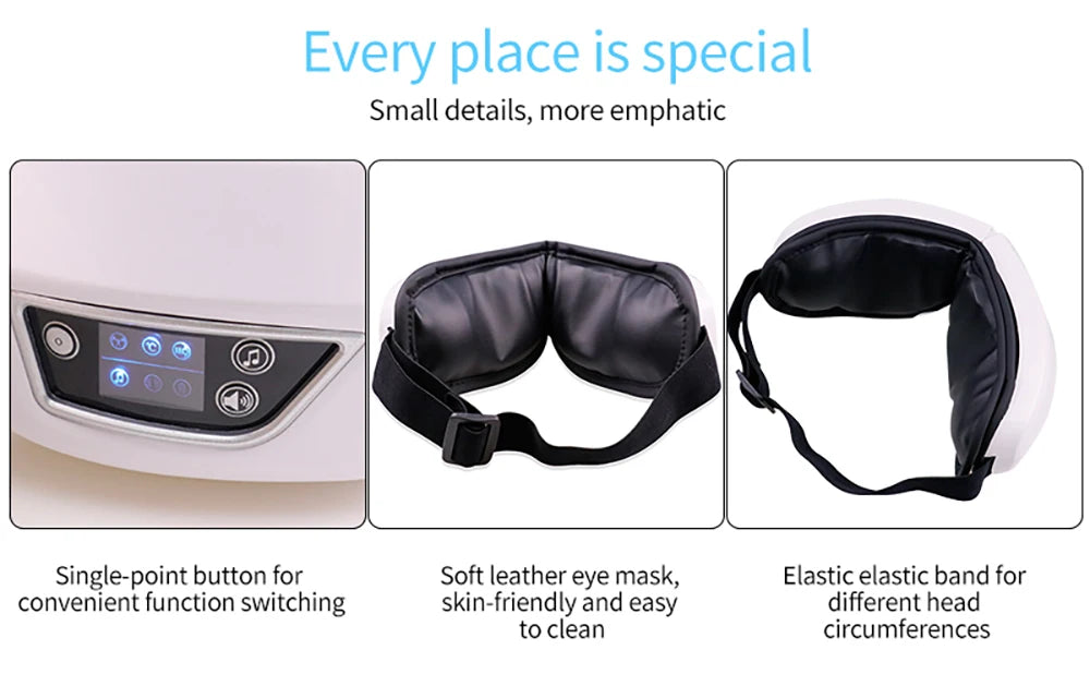 6D Smart Eye Massager Vibration Airbag Compress Eye Care Instrument Bluetooth Music Eye Massage Glasses Eye Relax Fatigue