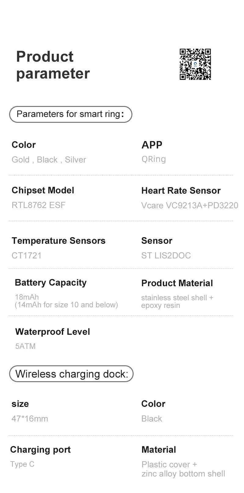 Uhoofit R10 anneau intelligent avec station de charge hommes femmes santé sommeil surveillance de la fréquence cardiaque IP68 et 5ATM étanche Mode multisport