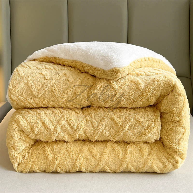 New Super Thick Winter Warm Blanket for Bed Artificial Lamb Cashmere Weighted Blankets Soft Comfortable Warmth Quilt Comforter