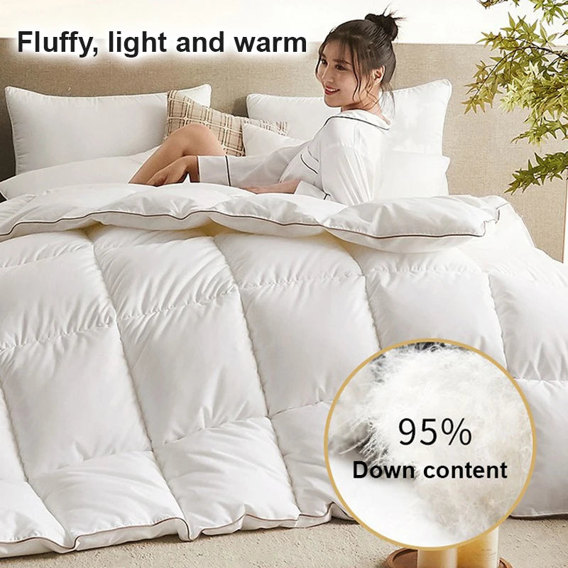 Couette épaisse en duvet d'oie blanche 95%, couette confortable et respirante, cadeau idéal pour les étudiants, noyau de couette épais en coton d'hiver