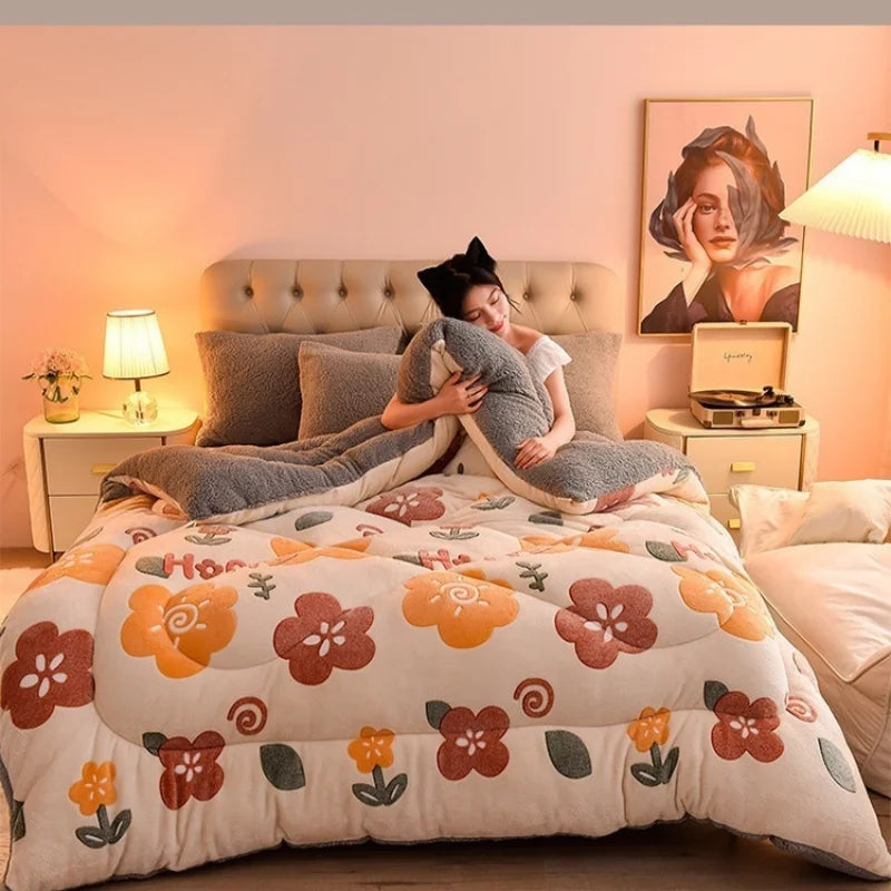 Household Thickened Warm Quilt Core Double-sided Velvet Lamb Wool Autumn Winter Blanket dormitory Warm Double-sided Velvet Core