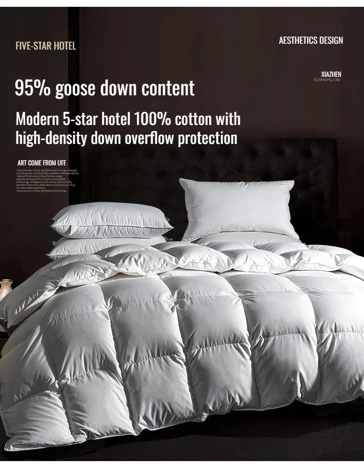 Couette épaisse en duvet d'oie blanche 95%, couette confortable et respirante, cadeau idéal pour les étudiants, noyau de couette épais en coton d'hiver