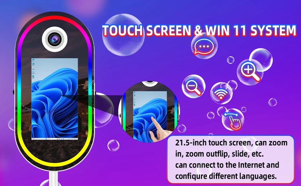 40inch Mirror Selfie Photobooth 21.5 Inch Touch Screen Magic Mirror Photo Booth DSLR Photo Booth with Flight Case for Partys