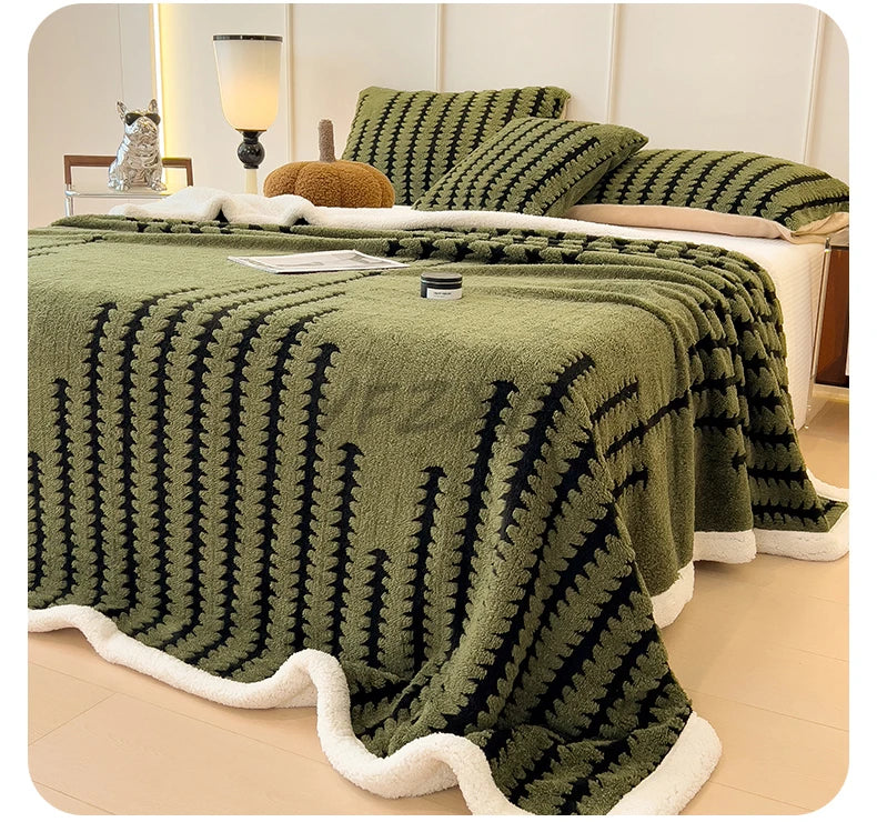 Thicken Warm Flannel Blanket Super Soft Fluffy Queen Blanket Single Double Size Cozy Skin-friendly Multifunctional Nap Blanket