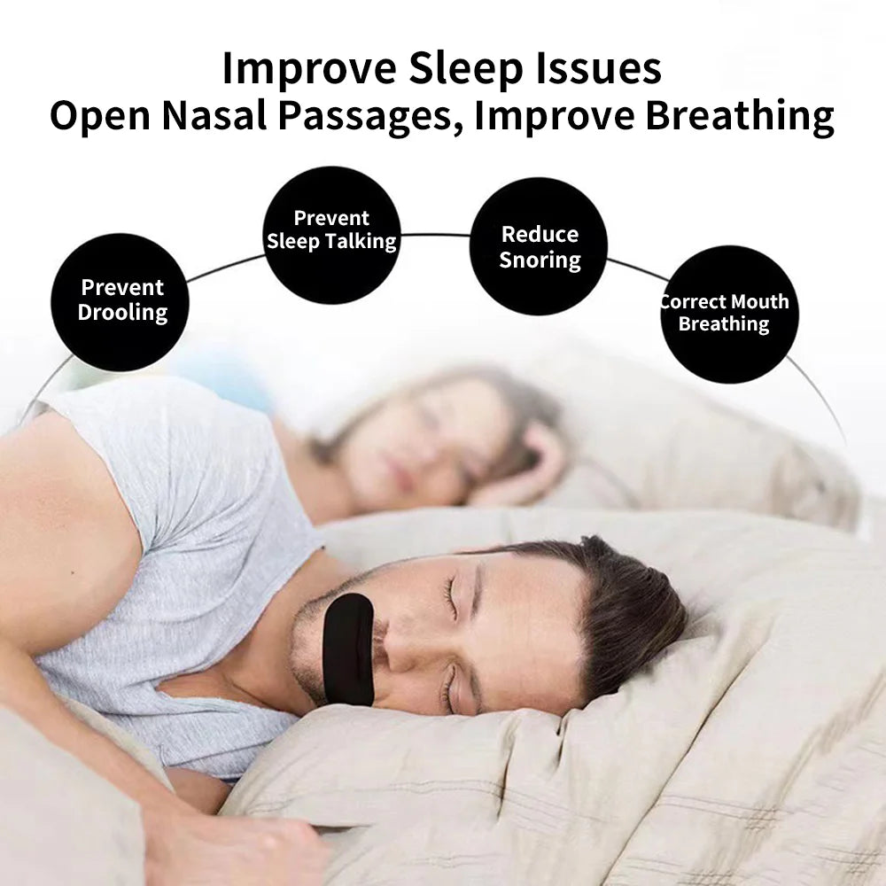 Anti Snoring Mouth Tape & Nose Breathing Sticker Night Sleeping Mouth Breath Improvement Patch Reduce Dry Mouth Promote