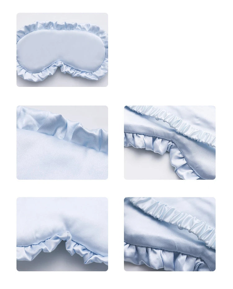 Silk Ruffle Sleep Eye Mask Soft Sleeping Eye Covers Multicolor Night Dream Blackout Eye Patches for Woman Man to Sleep Better