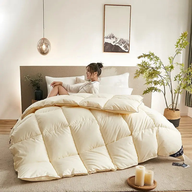 Couette épaisse en duvet d'oie blanche 95%, couette confortable et respirante, cadeau idéal pour les étudiants, noyau de couette épais en coton d'hiver