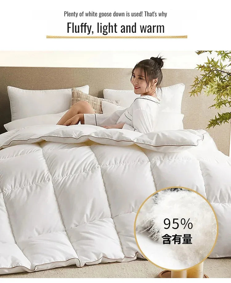 Couette épaisse en duvet d'oie blanche 95%, couette confortable et respirante, cadeau idéal pour les étudiants, noyau de couette épais en coton d'hiver