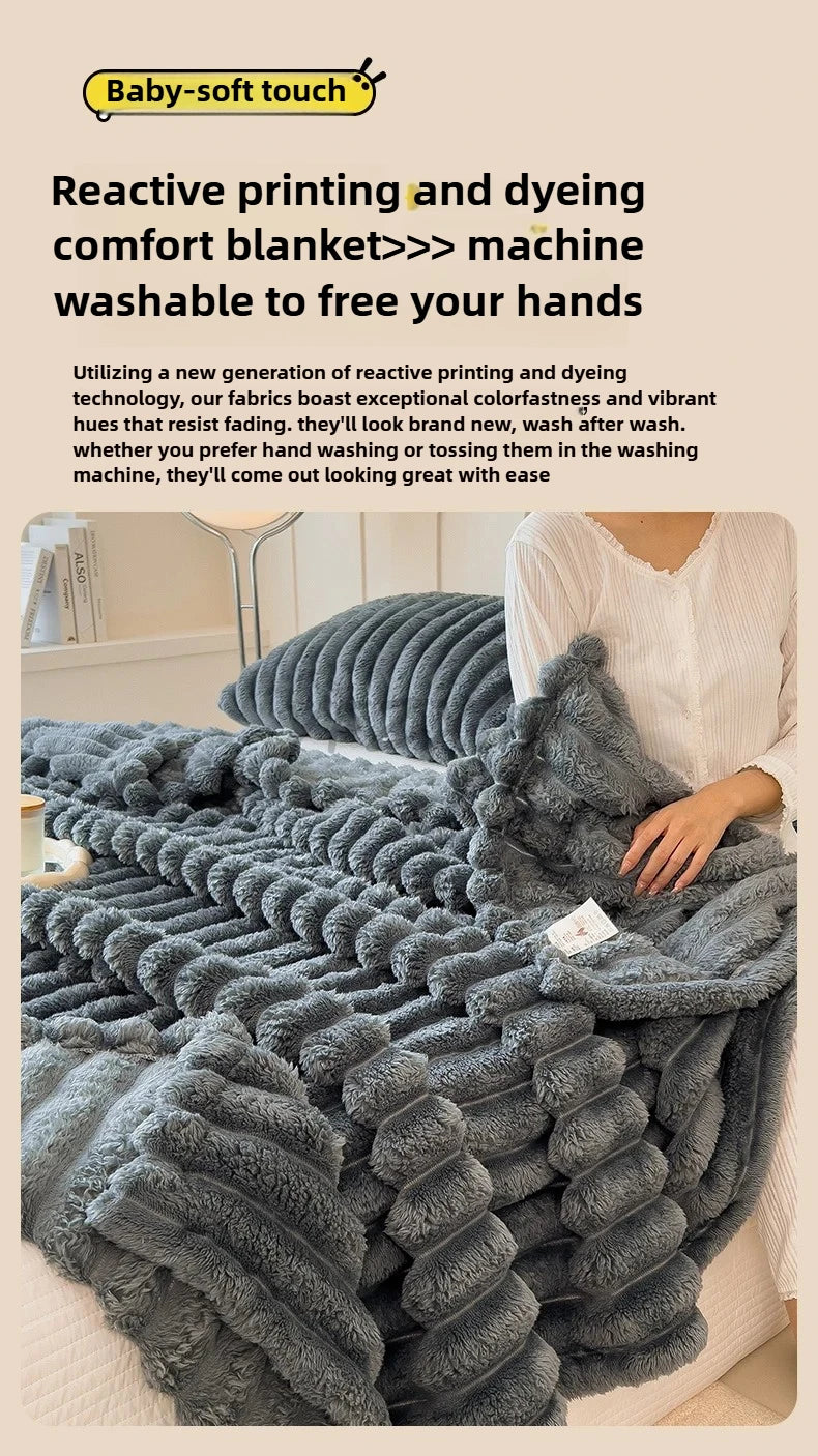 Solid Thickened Wide Striped Flannel Multifunctional Blanket, Can Be Used As Bed Sheet Cover Blanket, Sofa Blanket,nap Blanket