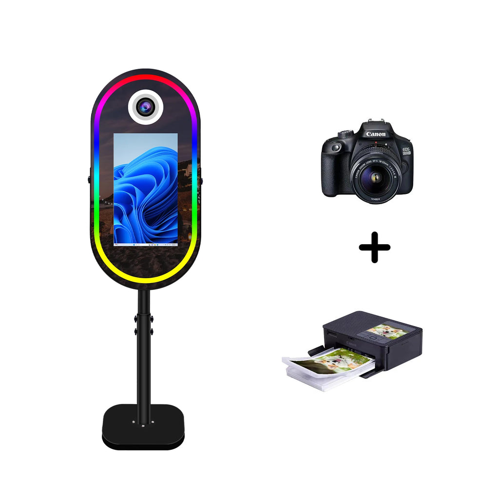 40inch Mirror Selfie Photobooth 21.5 Inch Touch Screen Magic Mirror Photo Booth DSLR Photo Booth with Flight Case for Partys