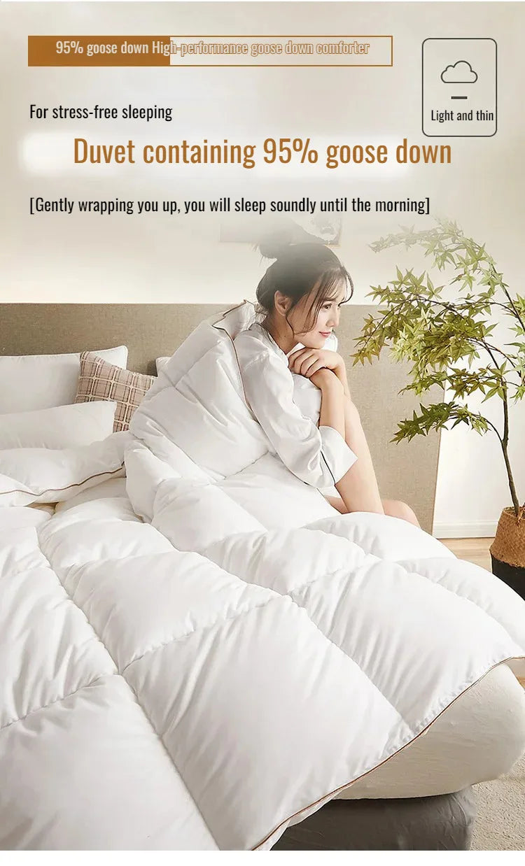 Couette épaisse en duvet d'oie blanche 95%, couette confortable et respirante, cadeau idéal pour les étudiants, noyau de couette épais en coton d'hiver