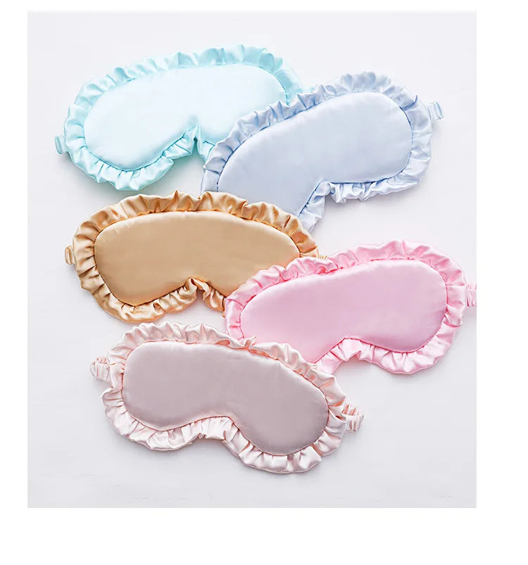 Silk Ruffle Sleep Eye Mask Soft Sleeping Eye Covers Multicolor Night Dream Blackout Eye Patches for Woman Man to Sleep Better