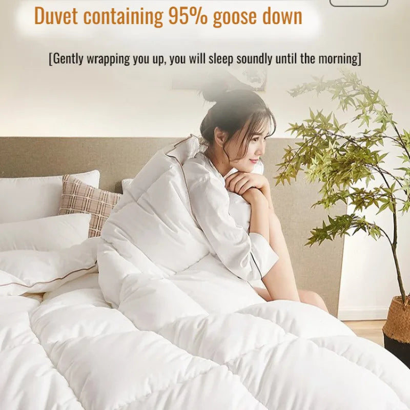 Couette épaisse en duvet d'oie blanche 95%, couette confortable et respirante, cadeau idéal pour les étudiants, noyau de couette épais en coton d'hiver