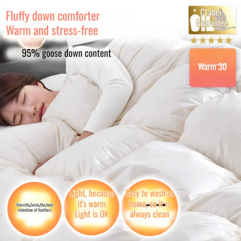 Couette épaisse en duvet d'oie blanche 95%, couette confortable et respirante, cadeau idéal pour les étudiants, noyau de couette épais en coton d'hiver