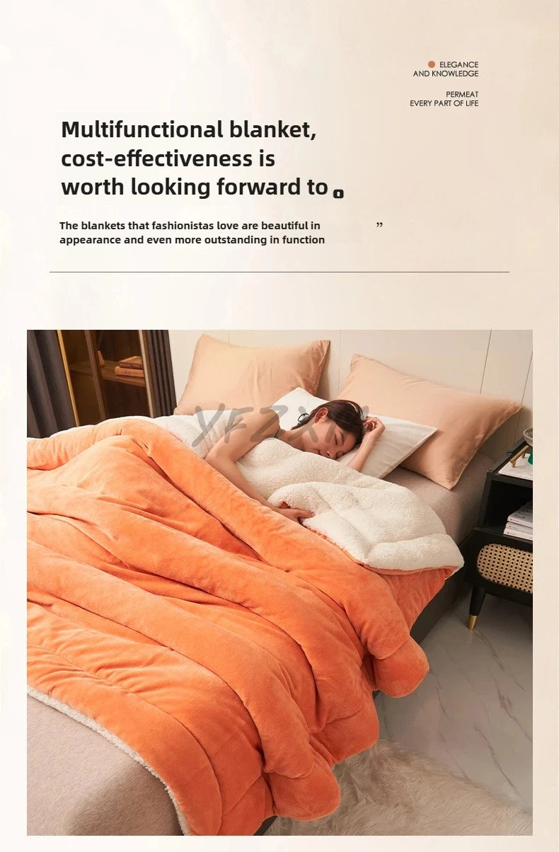 Couverture en Imitation de laine d'agneau Super douce, Double reine, de haute qualité, confortable, en molleton de lait, pour canapé, automne et hiver