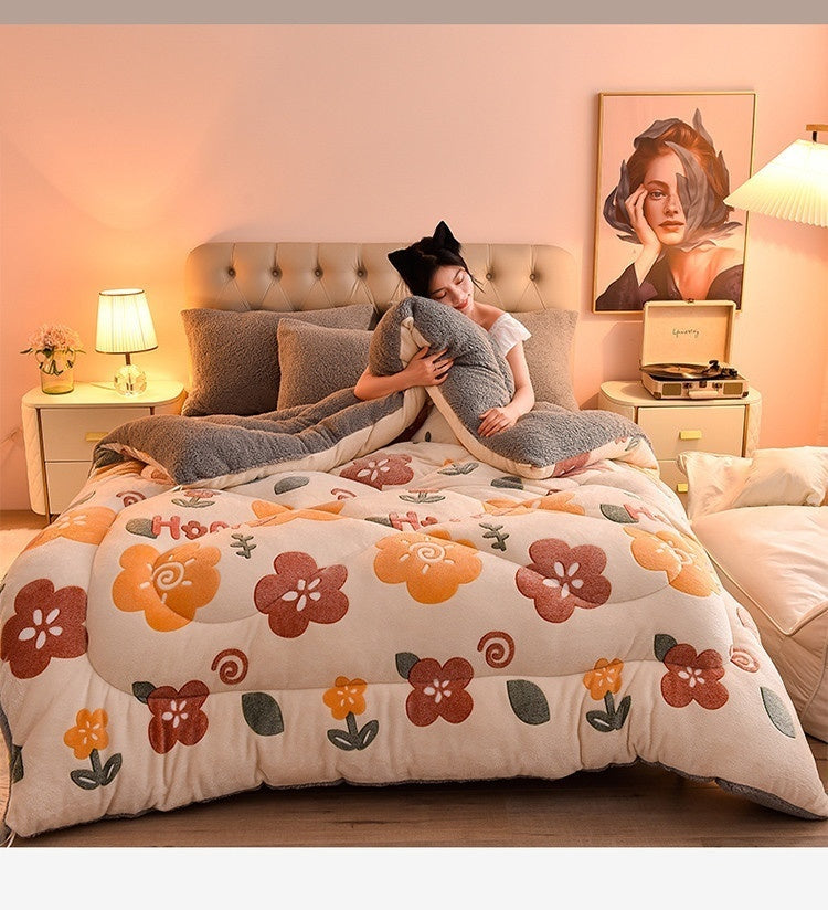 Household Thickened Warm Quilt Core Double-sided Velvet Lamb Wool Autumn Winter Blanket dormitory Warm Double-sided Velvet Core